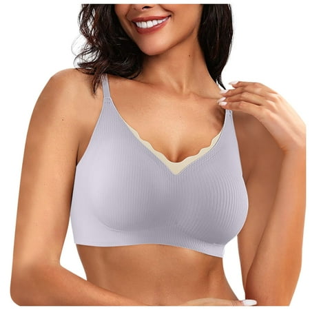 Siilsaa Bras for Women Women s Seamless Bras No Underwire Scalloped Push Up Bras Soft Wireless Full Coverage Everyday Bra Purple XL