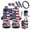 American Flag, variant on Pink Strawberry Car Seat Cover Set with Auto Steering Wheel Cover Seat Belt Strap Pads Cup Holder Trash Bag Air Vent Storage Bag Keychain 12 PCS Interior Auto Accessory Decoration
