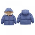 thumbnail image 5 of Kids Boys Girls Winter Down Jacket Coat Hood Thick Warm Fleece Snowsuit Outerwear For 1-6 Years, 5 of 11