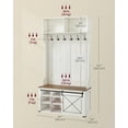 thumbnail image 4 of Hall Tree with Bench and Shoe Storage, Coat Rack with Shoe Bench, Entryway Furniture, 6 Tri-Hooks, Sliding Door, Rustic White, 4 of 5