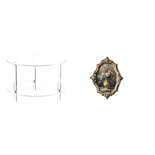 Mesa Auxiliar De Acrílico Transparente, Mesita De Noche Compacta, Fácil De Armar, Ideal Para Sala De Estar, Baño O Hogar. Marco De Fotos De Resina, Diseño Vintage, Ideal Para Colecciones De