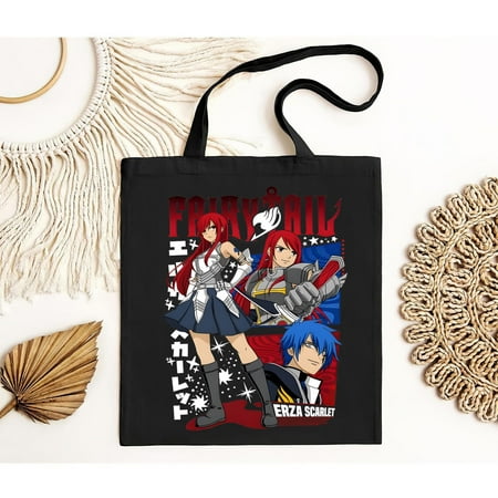 vintage Erza Scarlet Fairy Tail  Gray Fullbuster  Gajeel Redfox  Fairy Tail Guild Happy  Iron Dragon Slayer  Dragon Slayers  Anime Tote Bag-TH41093