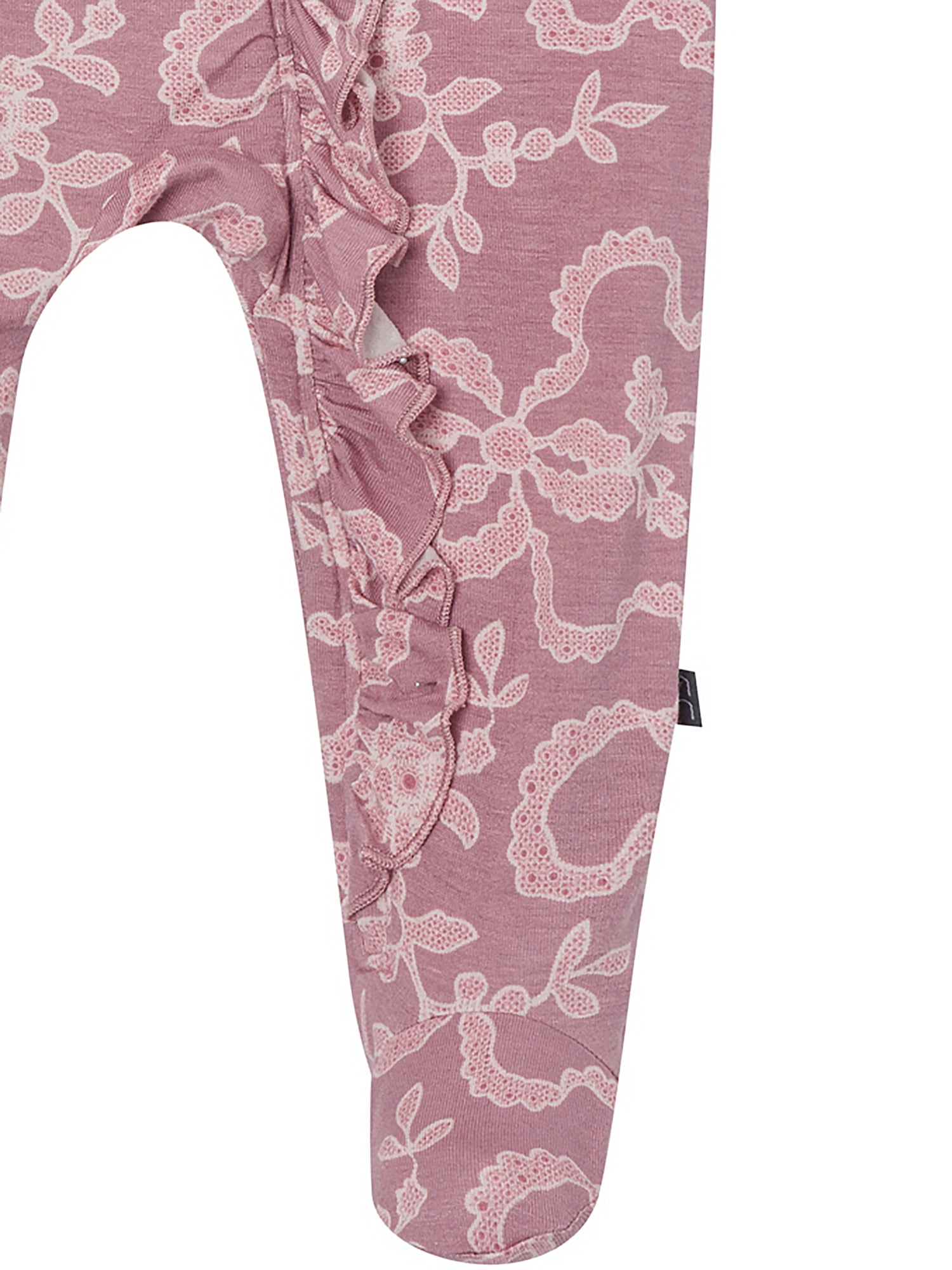 Modern Moments by Gerber Neutral Two-Way Zip Viscose Ruffled Sleep ´N Play Footed Pajamas, Sizes Newborn - 6/9 Months