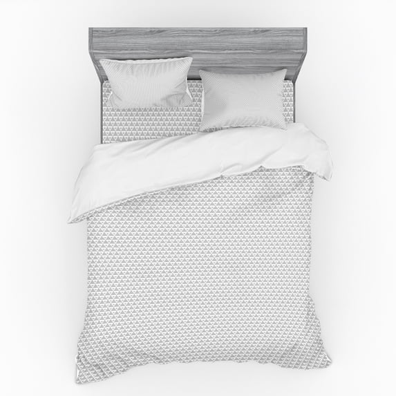 Ambesonne Abstract Bedding Set 4 Pcs, Minimalist Triangles Art, Queen, Pale Grey White
