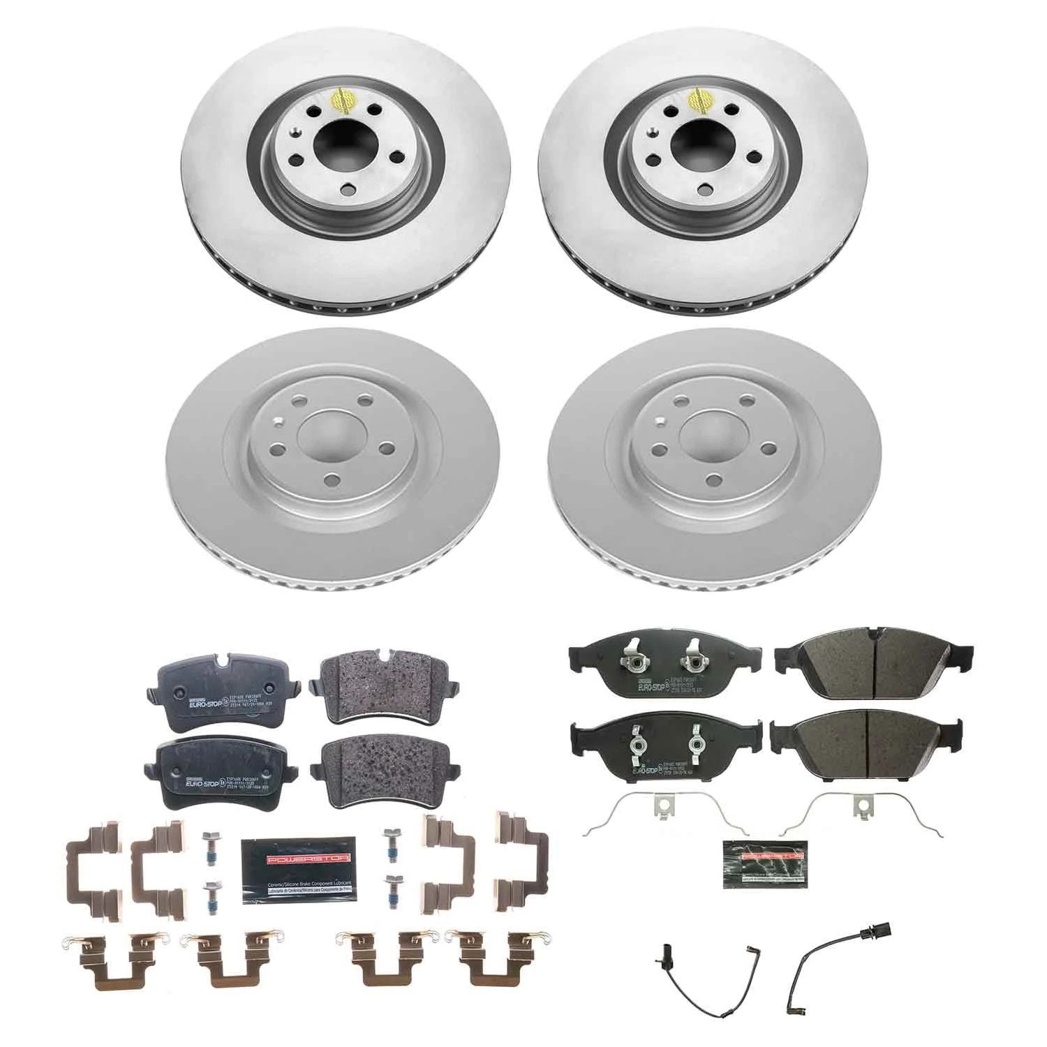 Power Stop Front and Rear Euro-Stop ECE-R90 Certified Brake Pad and Rotor Kit ESK6132