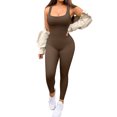 thumbnail image 3 of Xuanfei Women Square Neck Sleeveless Butt Lifting Ribbed Jumpsuit, 3 of 5