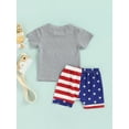 thumbnail image 4 of Kiapeise 4th of July Toddler Baby Boys Outfit American Flag Short Sleeve T-shirt  Tops Stripe Shorts Independence Day Clothes Set 0-3 Years, 4 of 8