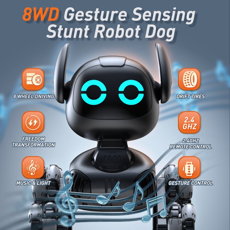Jiakora Robot Dog Toys 8WD Remote Control Stunt RC Car with Light