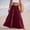 Wine, variant on IUYRTFE Women Cotton Linen Smocked Waist Maxi Skirt with Belt Solid Color Flowy Long Beach Skirt