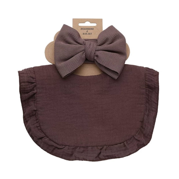 CCOCC Bandana Bibs,Cute Design Baby Bibs,Elastic Headband Bow Headband,Coffee