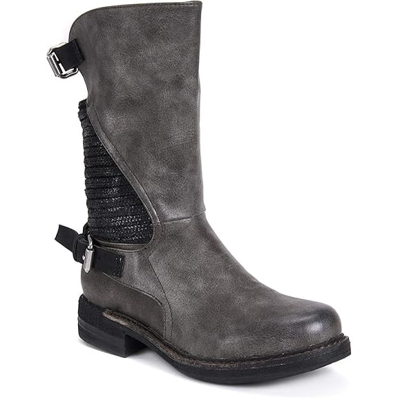 MUK LUKS WOMEN'S KALI MID CALF PULL ON CASUAL FASHION BOOTS KICK HEEL sz 7 GREY