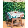 thumbnail image 3 of nqOlkjepod Teal Red Coastal Outdoor Tablecloth with Umbrella Hole & Zipper, Ocean Nautical Starfish Coral Striped Rectangle Table Cover 54x80 Inch, Dining Waterproof Table Cloth Protector for Patio, 3 of 7