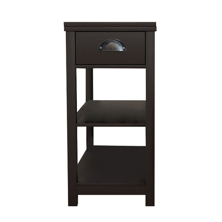 11.81 in. W. Dark Brown 23.62 in. H. Rectangle Wood End Table with Shelves