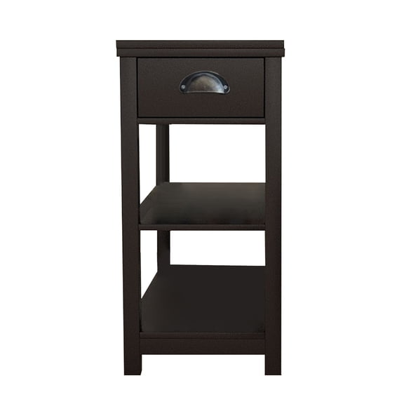 11.81 in. W. Dark Brown 23.62 in. H. Rectangle Wood End Table with Shelves