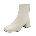 thumbnail image 1 of NECHOLOGY Botas Mujer Adulto Femenino Zapatos Botines de mujer Otoño e Invierno Mujer Botines Tacón medio Tacón grueso Cremallera de color sólido Estilo simple (Beige, 7), 1 of 7
