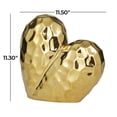thumbnail image 6 of 12" x 11" Gold Porcelain Ceramic Dimensional Origami Inspired Angled Heart Sculpture with Faceted Exterior, by DecMode, 6 of 14