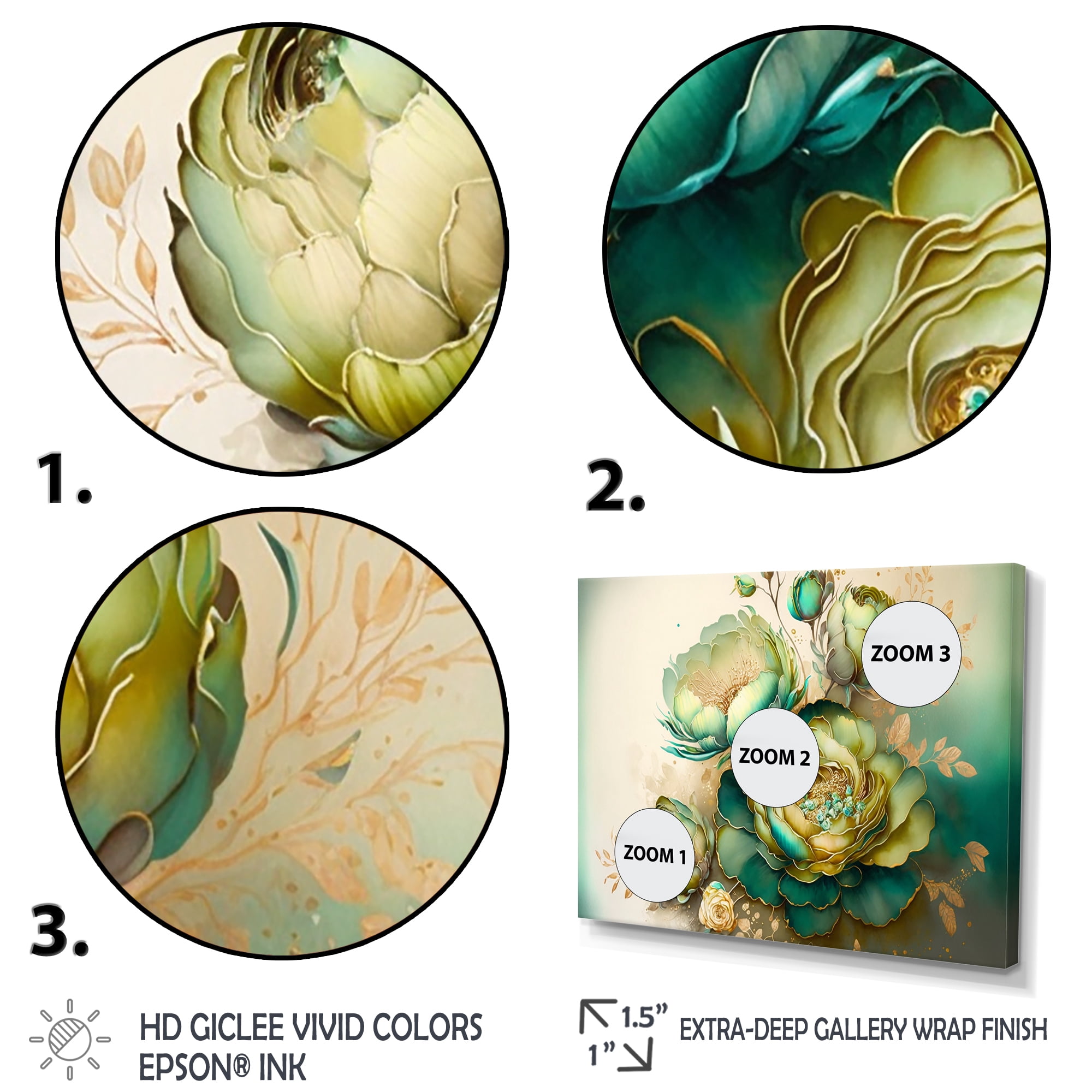 Designart Green Blooming Rose Canvas Wall Art