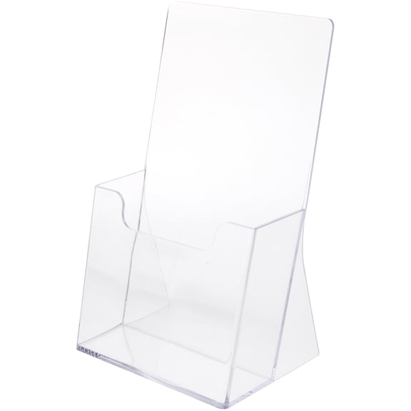 Plymor Clear Acrylic Tri-Fold Brochure Literature Holder (Countertop), Fits Documents Up to 4" Wide
