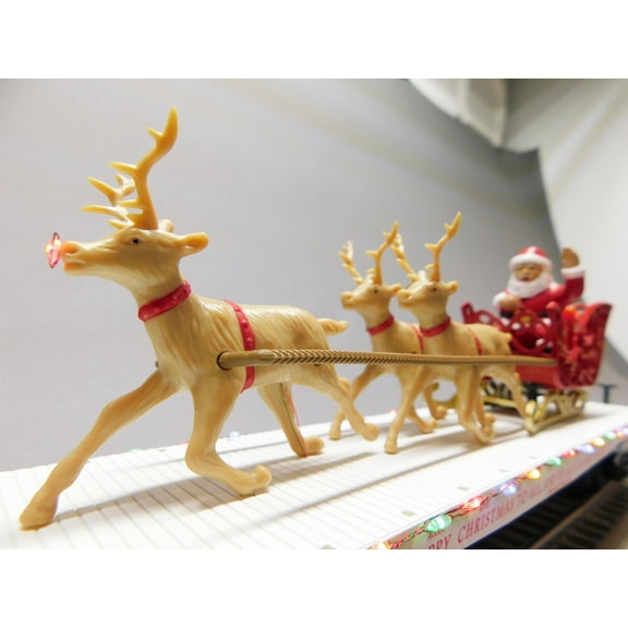 MTH RAILKING CHRISTMAS SANTA SLEIGH & REINDEER (White) O GAUGE 30-76919