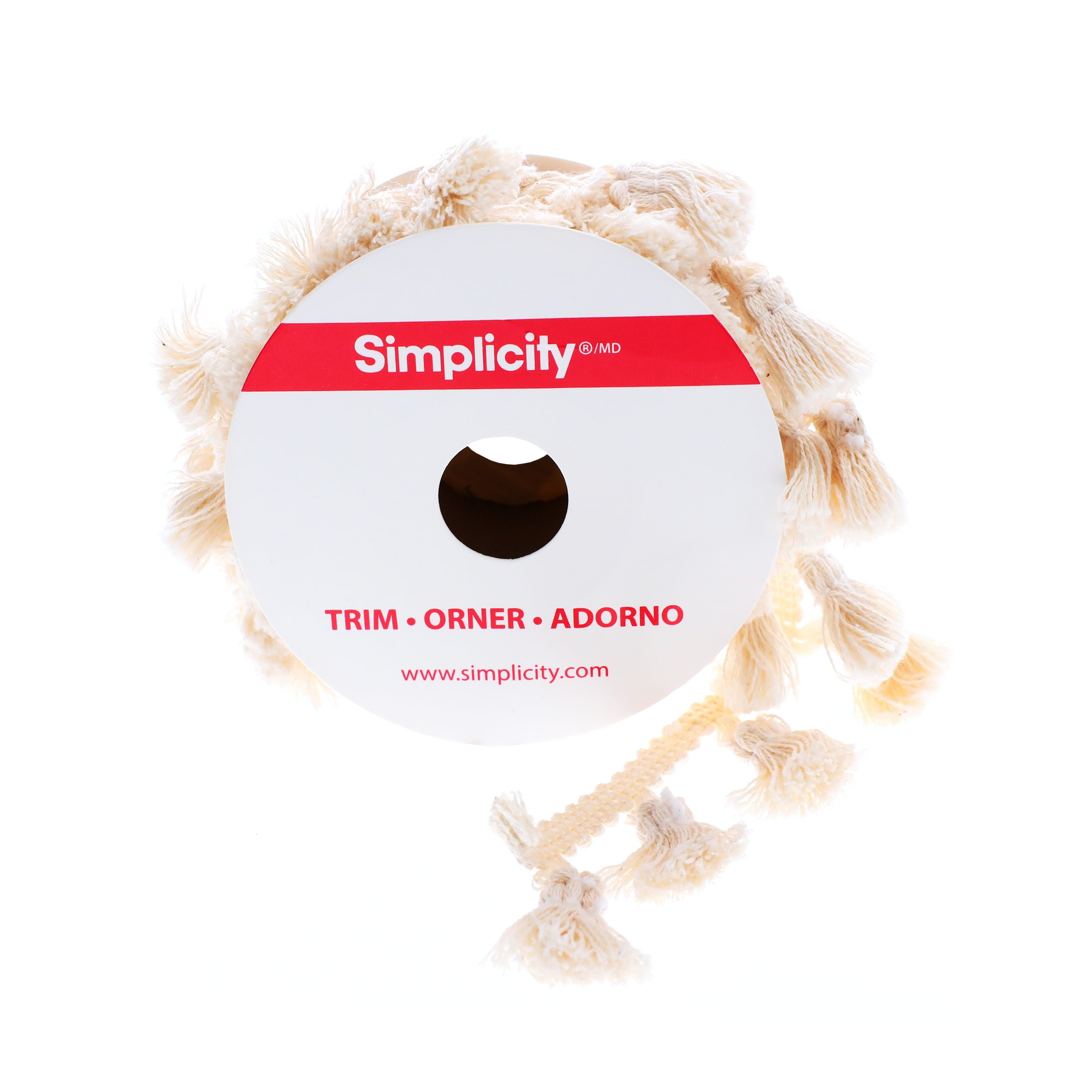 (3 pack) Simplicity Trim, Natural 1 1/4 inch X 3 Yards Mini Tassel Fringe Trim