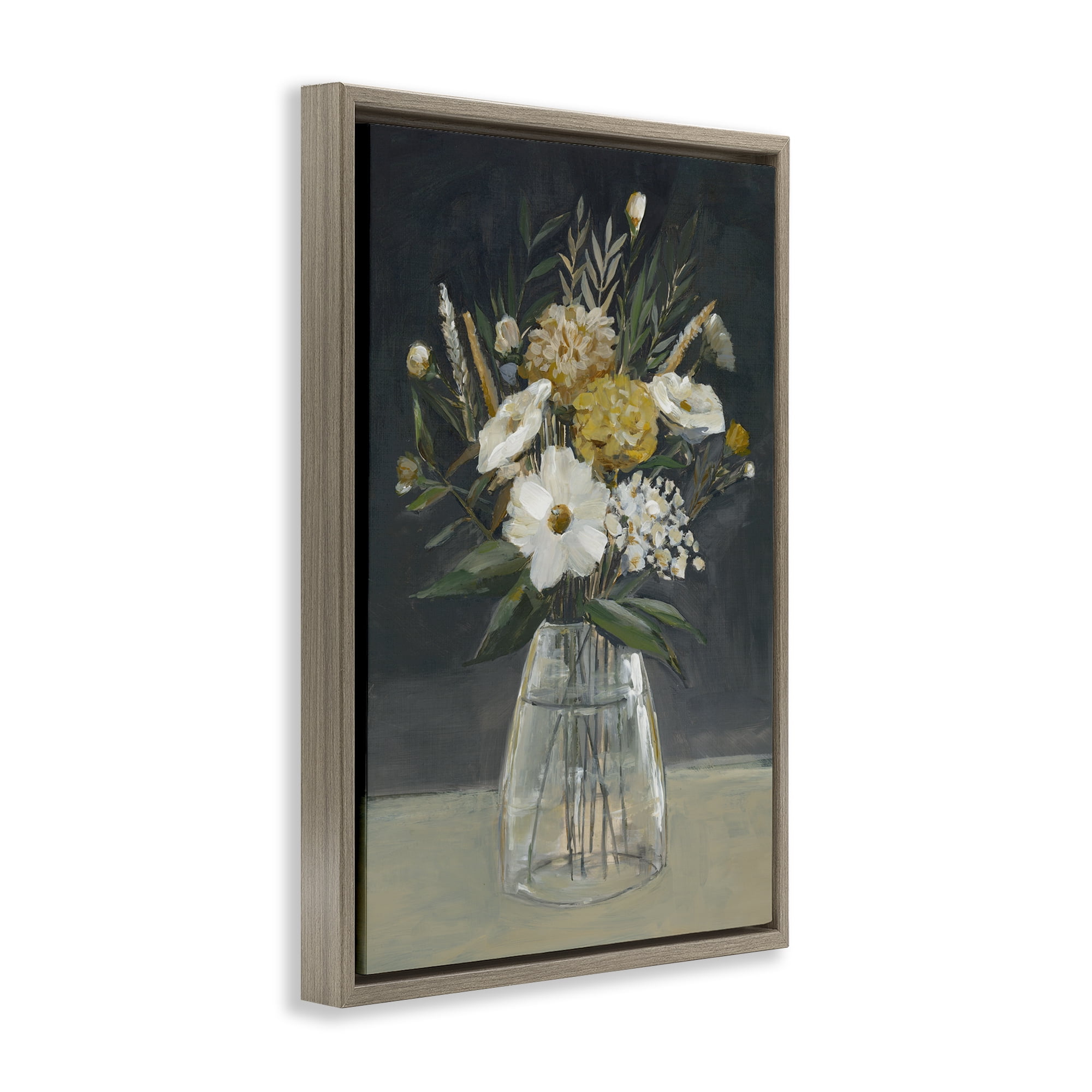 Stupell Industries Earthy Blooms Still Life Plants & Flowers Painting Brown Floater Framed Canvas Art Print Wall Art, 21 x 31