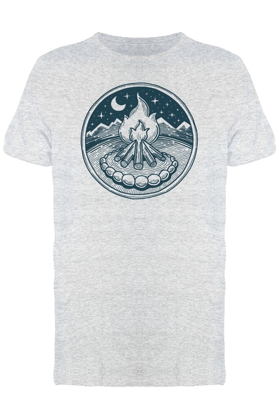 Bonfire Over The Nightsky B&W Tee Men's -Image by Shutterstock