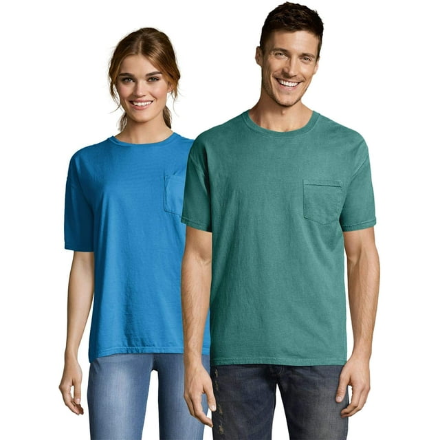 Hanes 5,5 oz, T-Shirt Teint en Pièce en Coton 100 % Ringspun avec Poche GDH150