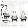 thumbnail image 4 of Macrame Hanging Swing Chairs, Handmade Knitted Hanging Chair with Cushion and Hardware Kit, Outdoor Hammock Chair for Patio, Balcony, Bedroom, 4 of 8