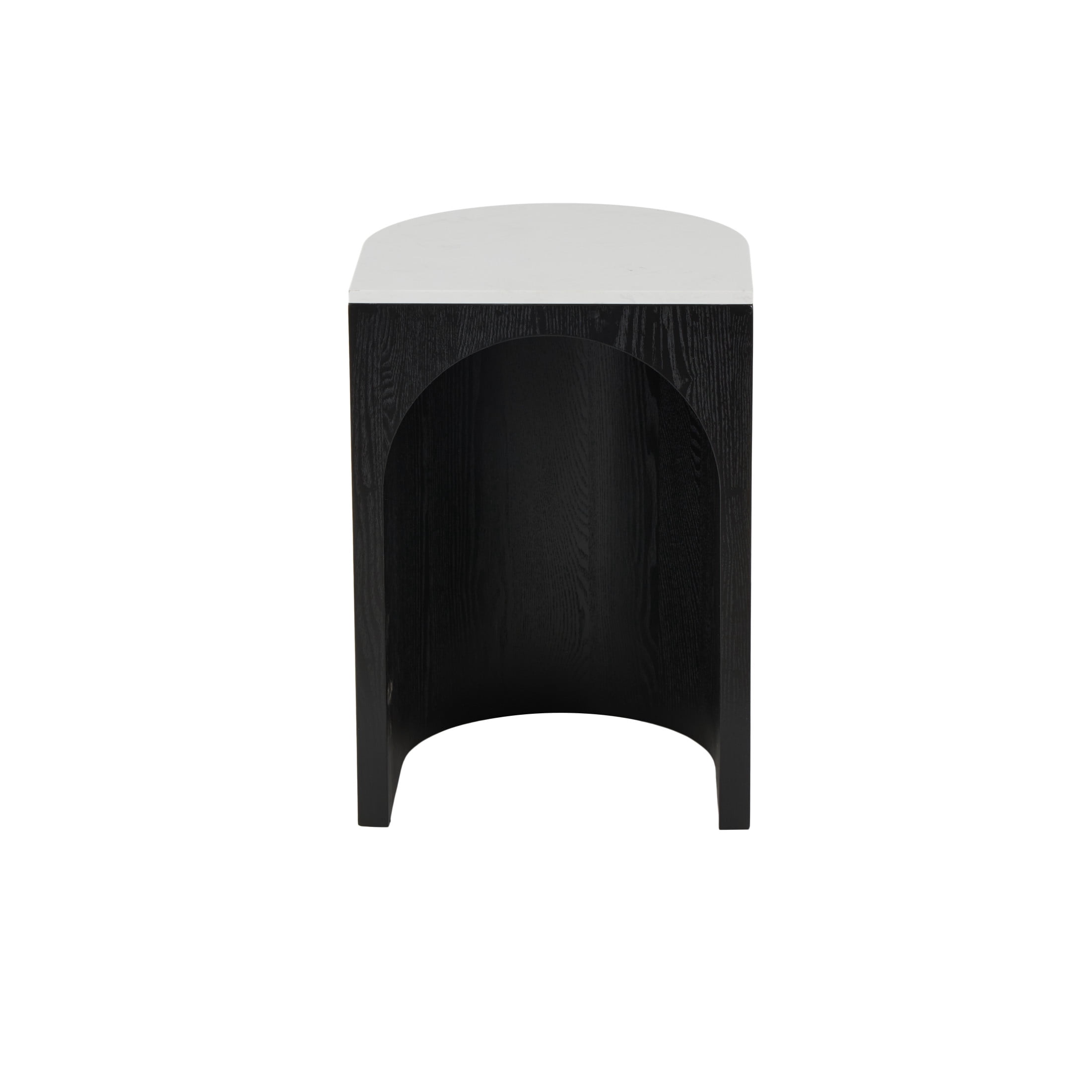DecMode 16" x 23" Black Wood Cutout Arch Accent Table with White Marble Tabletop, 1-Piece
