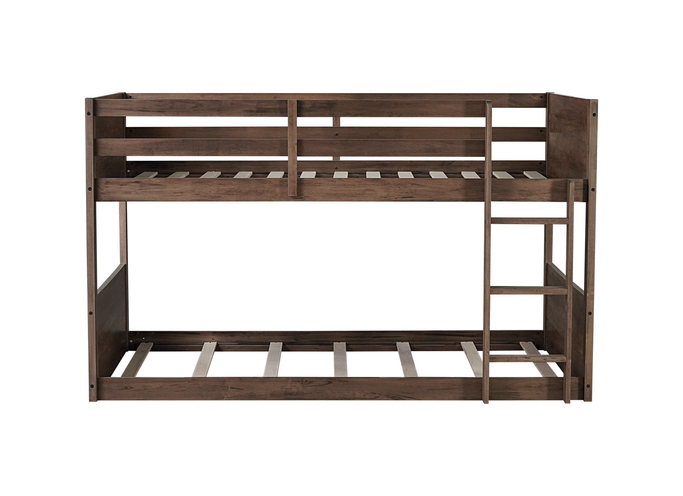 Aukfa Bunk Bed Twin over Twin, Heavy Duty Wood Bed Frame for Home/Dorm/Apartment, Brown