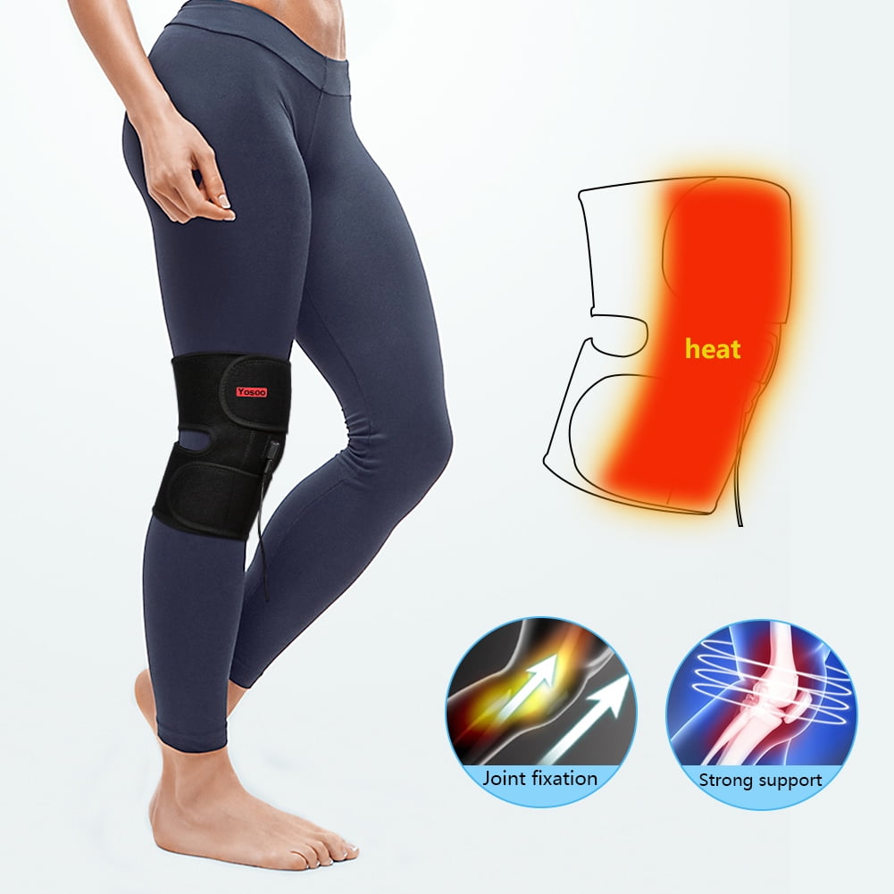 Heated Knee Brace Wrap Thermotherapy Heating Pad for Knee Injury Recovery Hot Therapy Pain Relief W/ Pocket