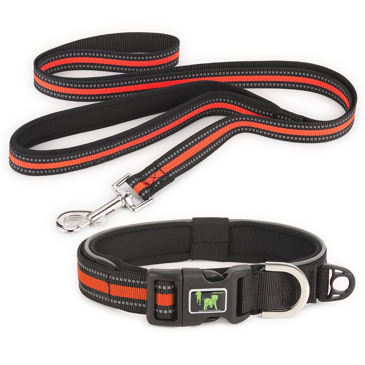 Deago Reflective Dog Collar and Leash Set Adjustable Padded Nylon Pet