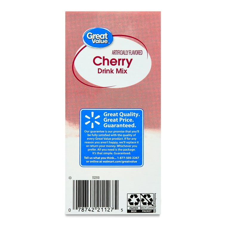 Great Value Cherry Drink Mix, 1.9 oz, 6 Pack, Contains Artificial