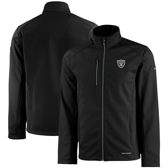 Men's Cutter & Buck Black Las Vegas Raiders Evoke Eco Softshell Recycled Full-Zip Jacket