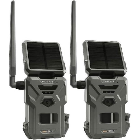 SPYPOINT Flex-S Solar Cellular Trail Camera Integrated Solar Panel On-Demand Capable LTE Connectivity 100-foot Flash/Detection Range 0.3S Trigger Speed Internal Battery Option 2 Pack