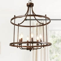 LNC 6-Light Antique Rust Bronze Farmhouse Drum Chandelier,21.7"L x 21.7"W x 28.3"H