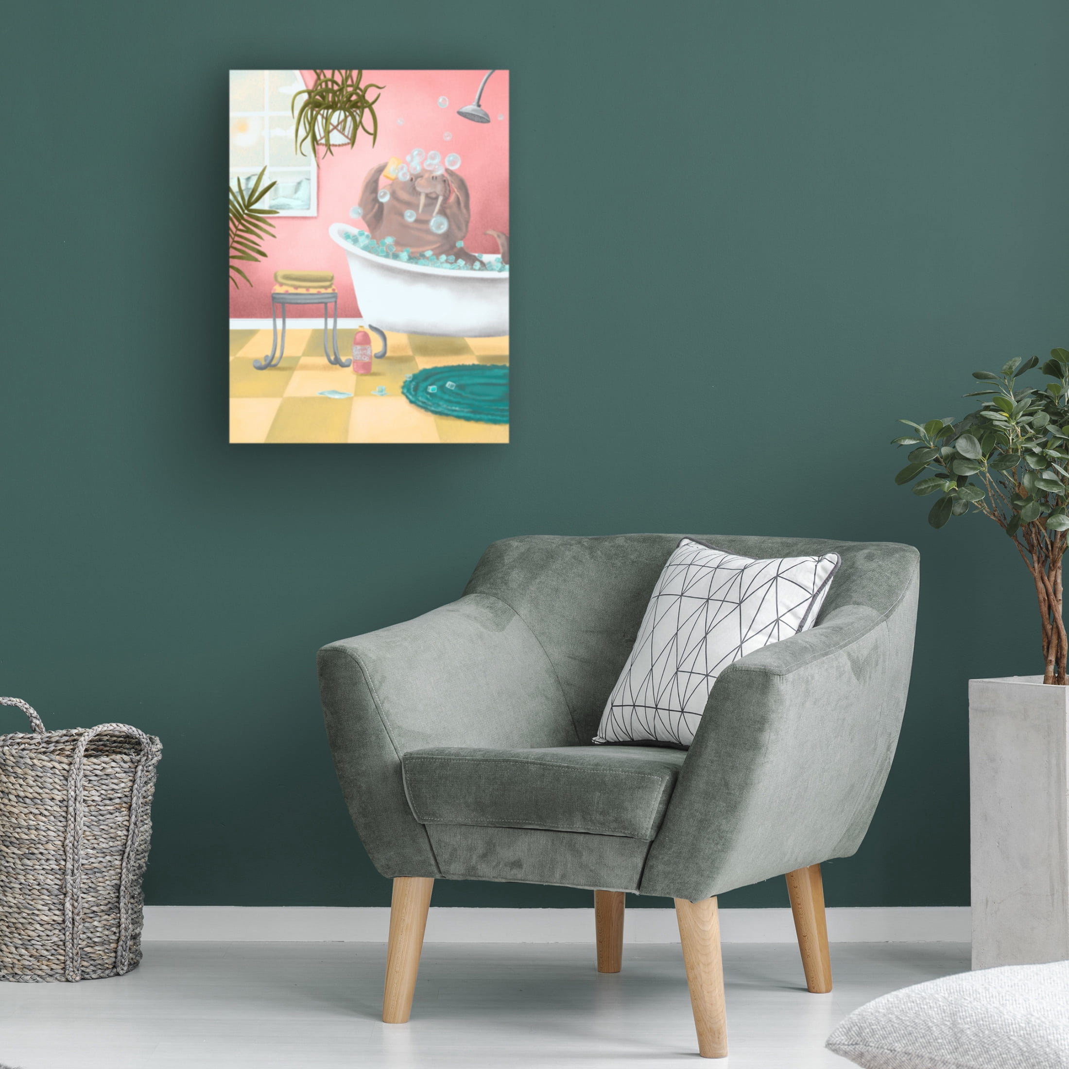 Canvas Wall Art - Christine Rotolo 'Arctic Animals in Tubs Walrus 4' Wall Art for Living Room, Bedroom, or Office Décor by Trademark Fine Art - 14 x 19 Inches
