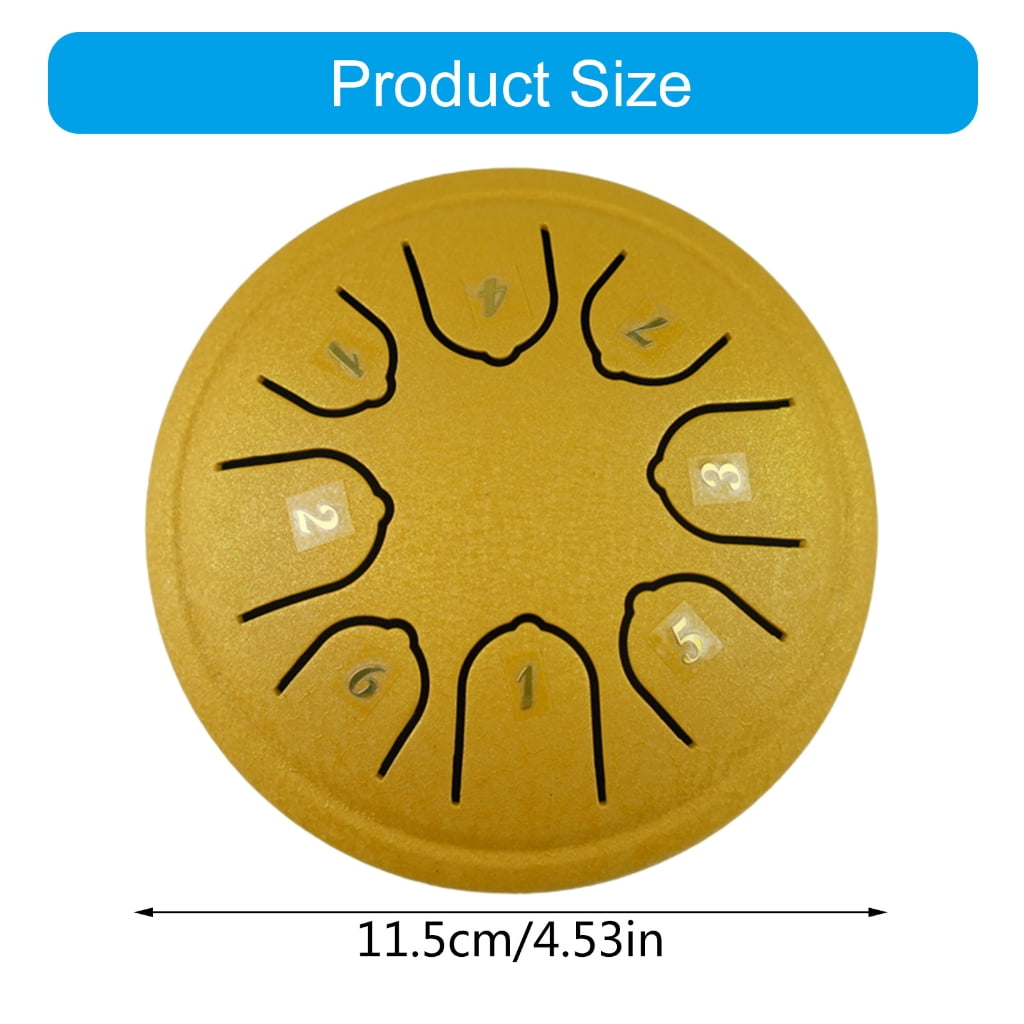ANXPTIME Steel Tongue Drum 4.5inch 8 Notes Handpan Drum C Key Percussion Instrument with Mallets for Musical Education Concert