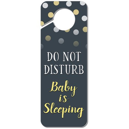 Do Not Disturb Baby is Sleeping Yellow Plastic Door Knob Hanger Sign