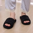 thumbnail image 2 of Litfun Open Toe Slippers for Women Comfort Terry Cloth House Slippers Memory Foam Slide Slippers, Black, 2 of 6