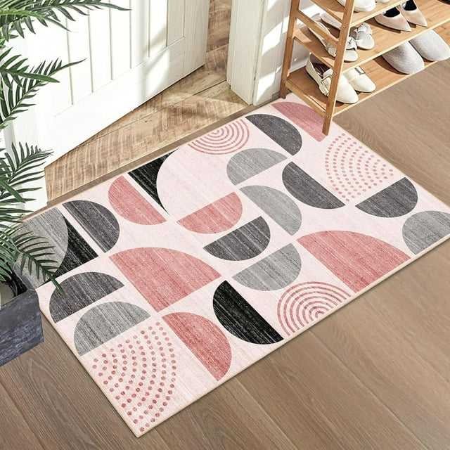 Boho Rug Washable x Area Rugs for Bedroom Entryway Living Room Bedside Small Throw Floor Carpet Non Slip Soft Indoor Modern Abstract Bohemian Orange
