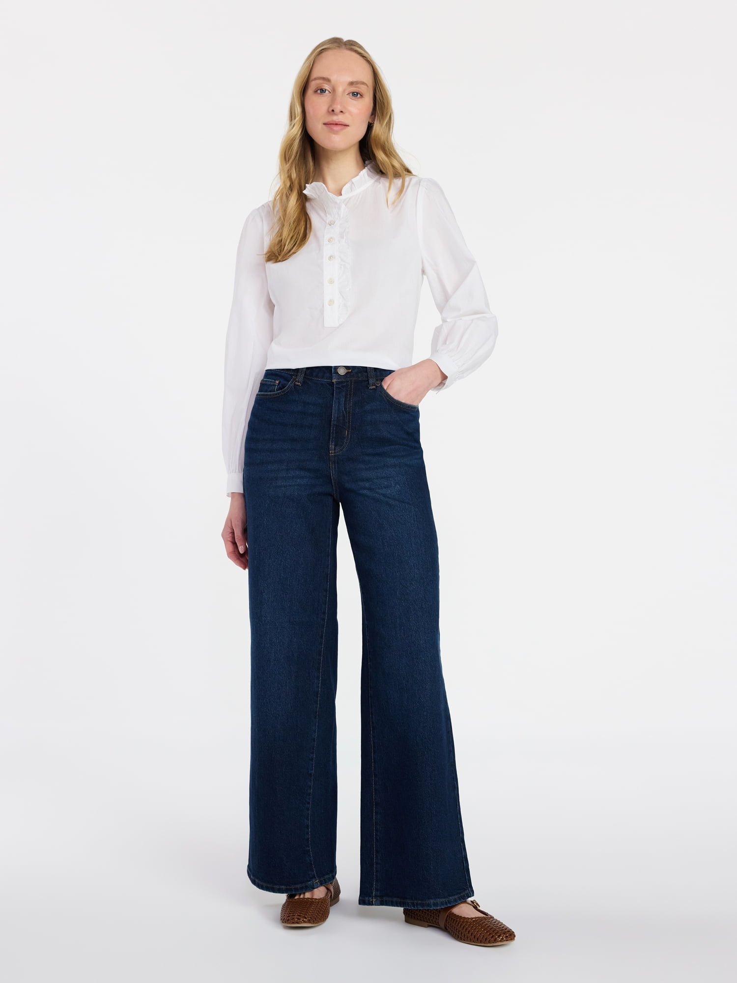 Time and Tru Women's Wide Leg Jeans, 31" Inseam, Sizes 0-22, 0L-22L