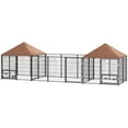 thumbnail image 1 of CoSoTower Chenil Extérieur pour Chien avec 2 Pcs, Gamelles Rotatives et Hauteur Réglable, Housse Imperméable Résistante aux Uv, 16.2 Pieds x 4.7 Pieds x 5.1 Pieds, 1 of 7