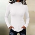 thumbnail image 3 of ClodeEU Women's Mock Turtleneck Long Sleeve Fitted Top, Basic Slim Fit Layering Blouse ,Women's S-XXL, 3 of 9
