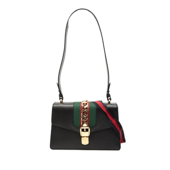 Pre-Owned Gucci Sherry Line Sylvie Handbag/Shoulder Bag, 2-Way, 421882, Black/Multicolor...