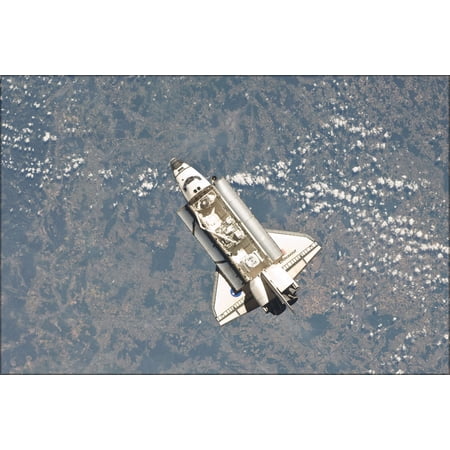 24"x36" Gallery Poster, space shuttle Endeavour approaches international space station