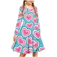 thumbnail image 2 of Levmjia 4-14 Years Girls Valentine's Day Print Long Sleeve Circle Neck Ballet Dress Dancewear for Kids Girls Children's Dress with Soft Stretch Fabric Casual Outfit, 2 of 5