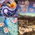 thumbnail image 2 of serony Tiger/Elephant/Angel/Dolphin/Peacock/Wolf Pattern 5D DIY Cross Stitch Round Resin Rhinestones Embroidery Diamond Home Painting, 2 of 8