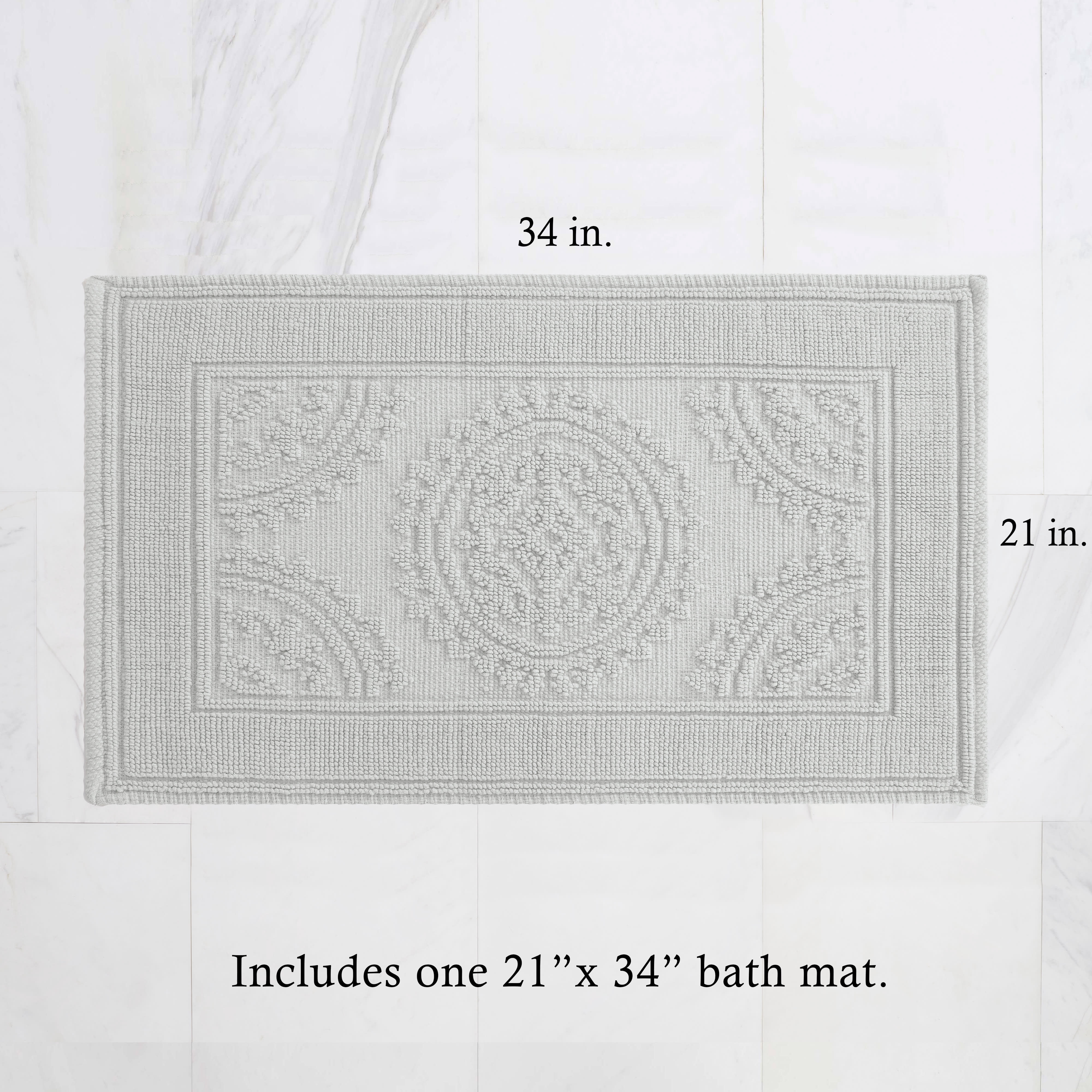 Aqua, Medallion, 21x34 in Bath Rug, Jean Pierre