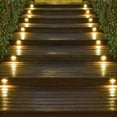 thumbnail image 3 of Paquete de 16 luces solares para escaleras, iluminación LED impermeable para exteriores, escaleras, escalones, vallas, patios, canalones, caminos, decoración, blanco cálido, 3 of 5